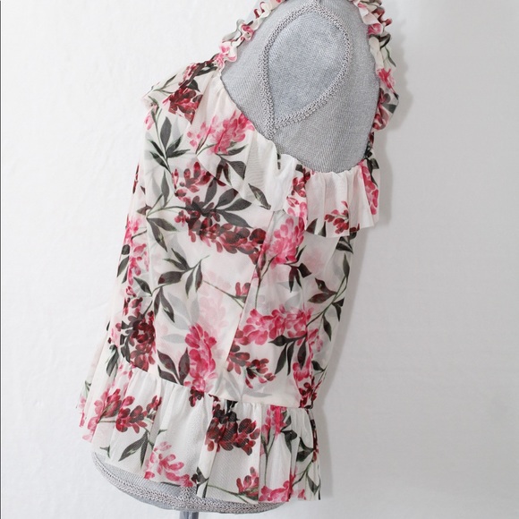 NWT 14th & Union S petite Floral ruffled tank - Picture 3 of 4